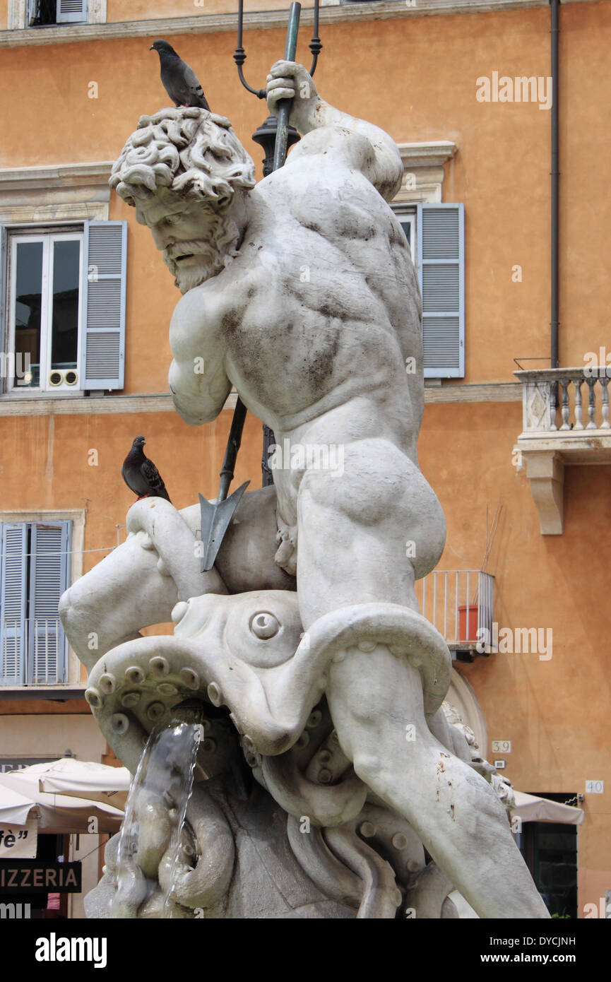 Fontana in marmo in Piazza Navona di Roma, Italia Foto Stock
