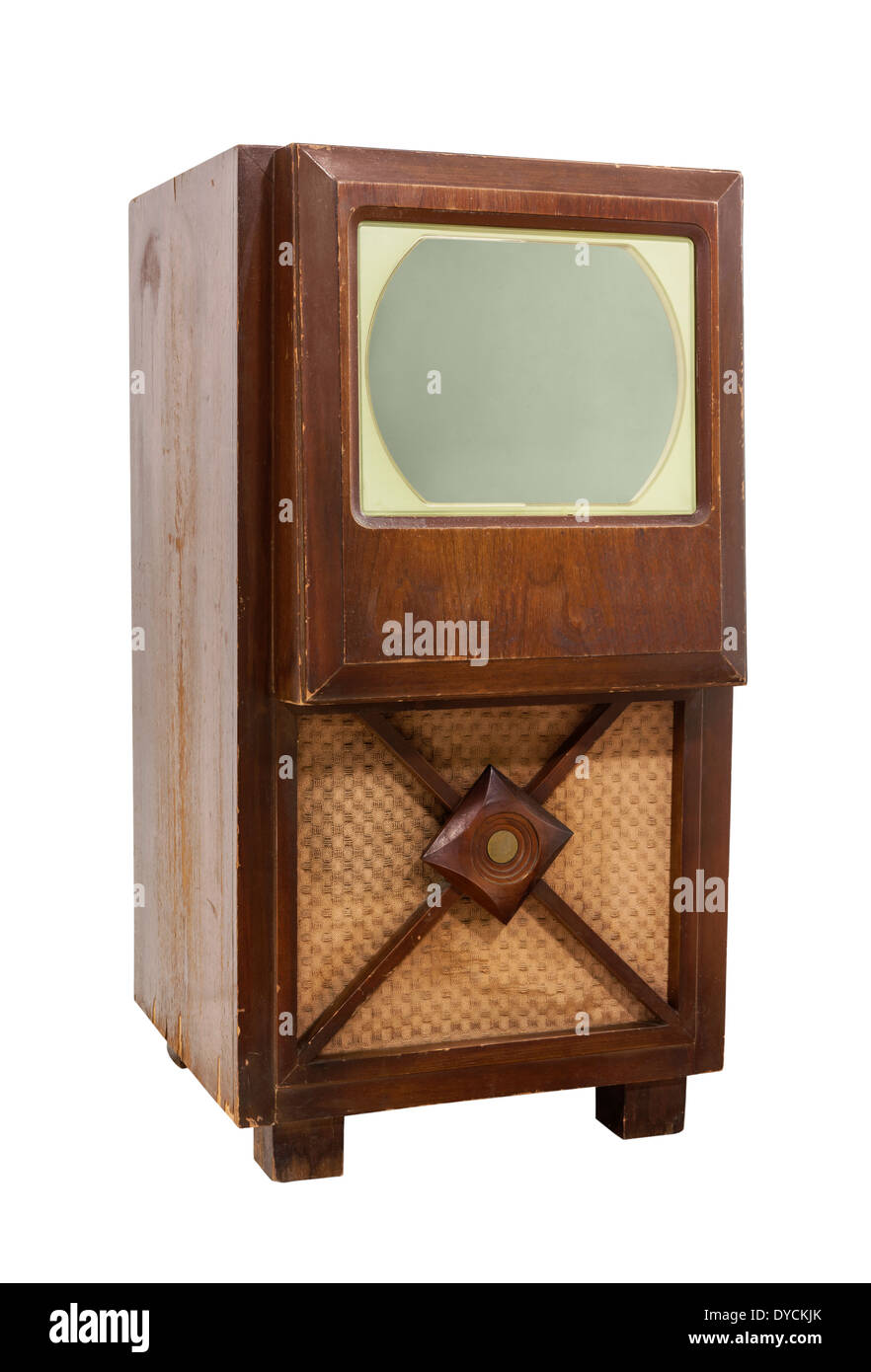 Antiquariato televisione vintage isolato con percorso di clipping. Foto Stock