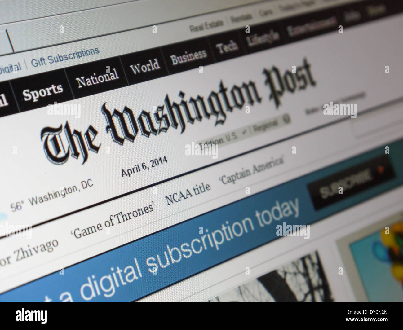 Washington Post sito web Foto Stock