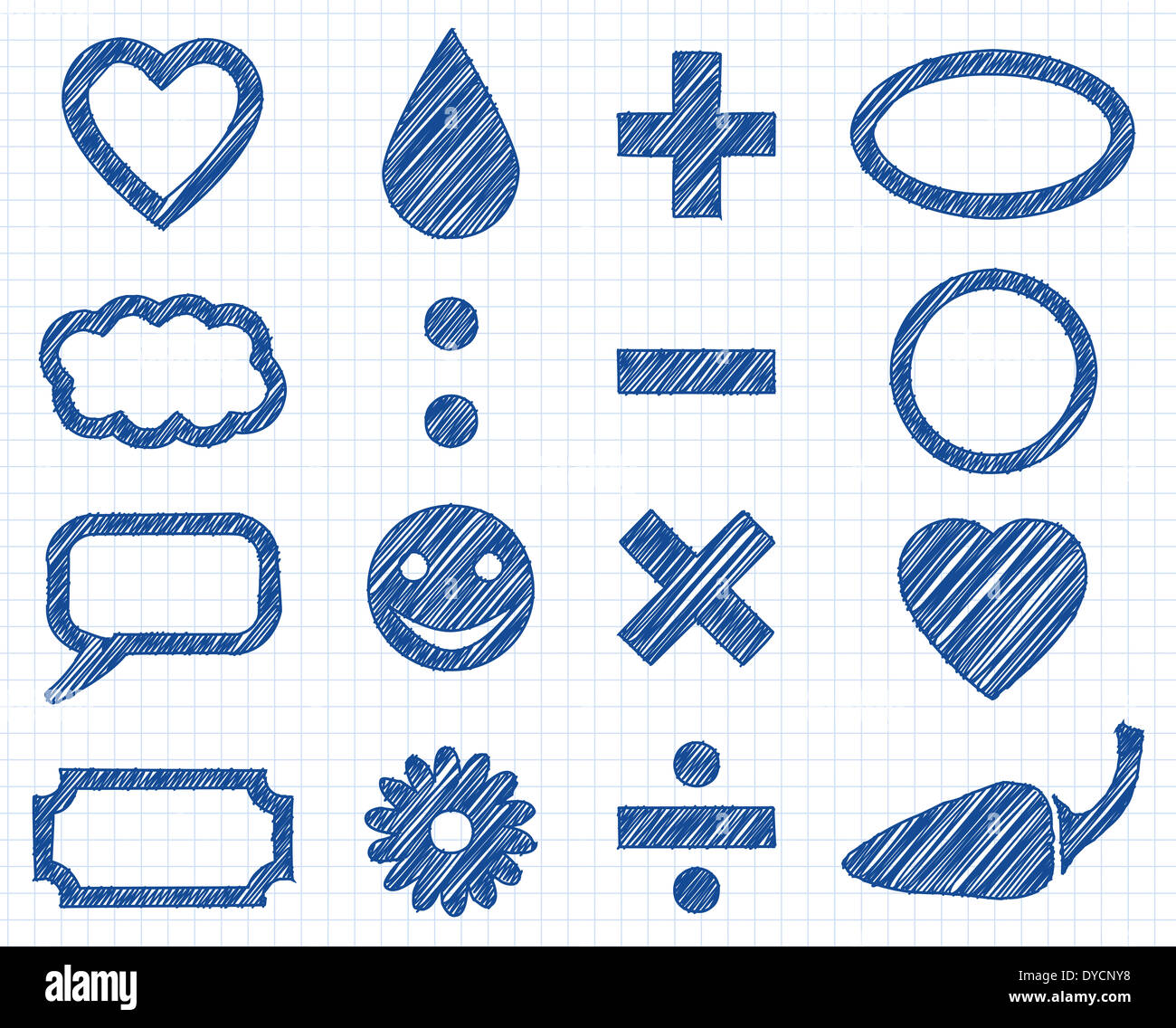 Icona mix - Doodle illustrazione raccolta, segno Foto Stock