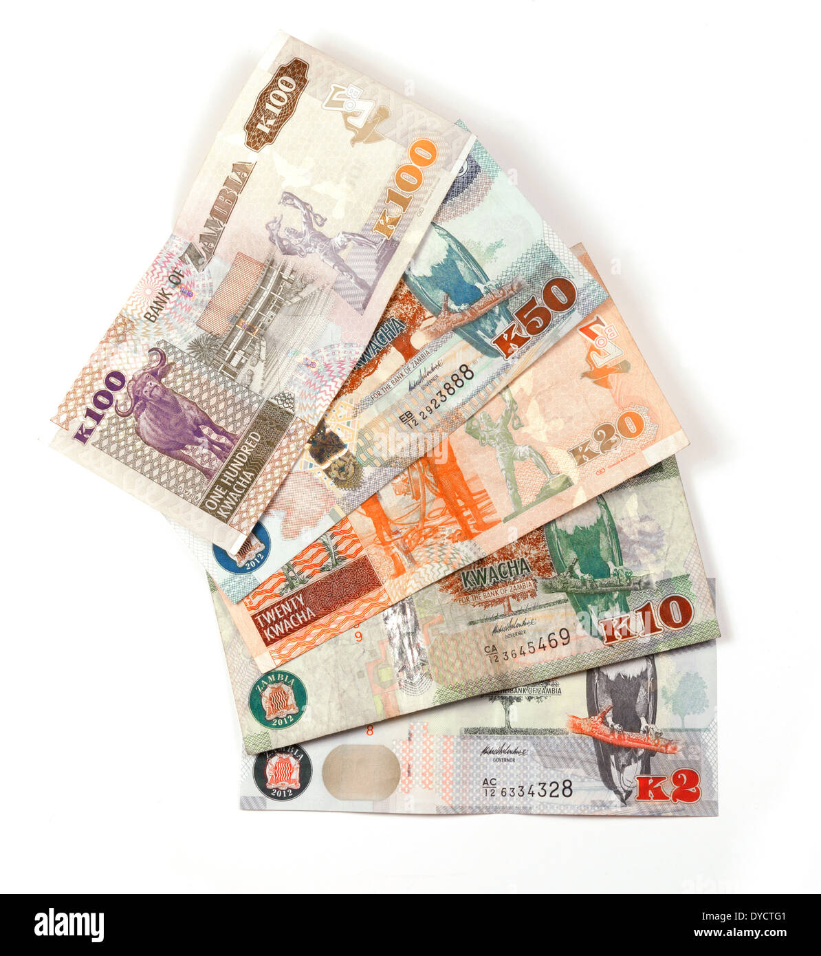 La valuta dello Zambia - Zambia Kwacha note di denaro per i viaggi in Zambia, Africa Foto Stock