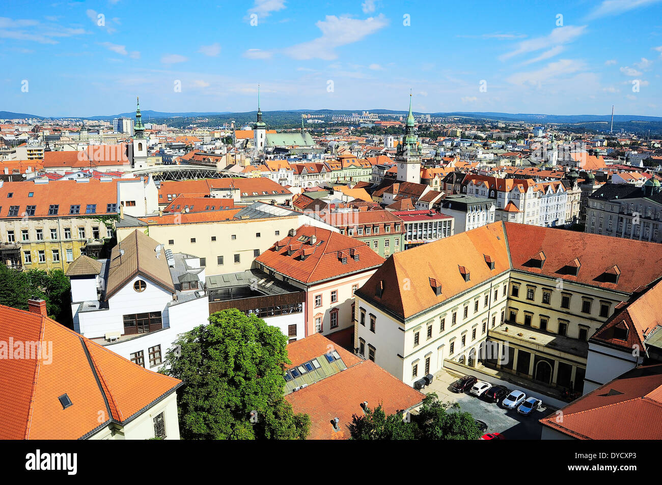 Paesaggio urbano della città di Brno nella giornata del sole, Repubblica Ceca Foto Stock