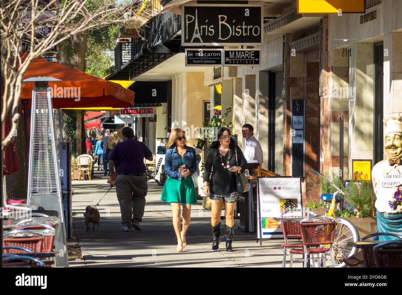 Winter Park Florida,South Park Avenue,shopping shopper shopping shopping negozi mercati mercato acquisti vendita, negozi al dettaglio negozi business busi Foto Stock