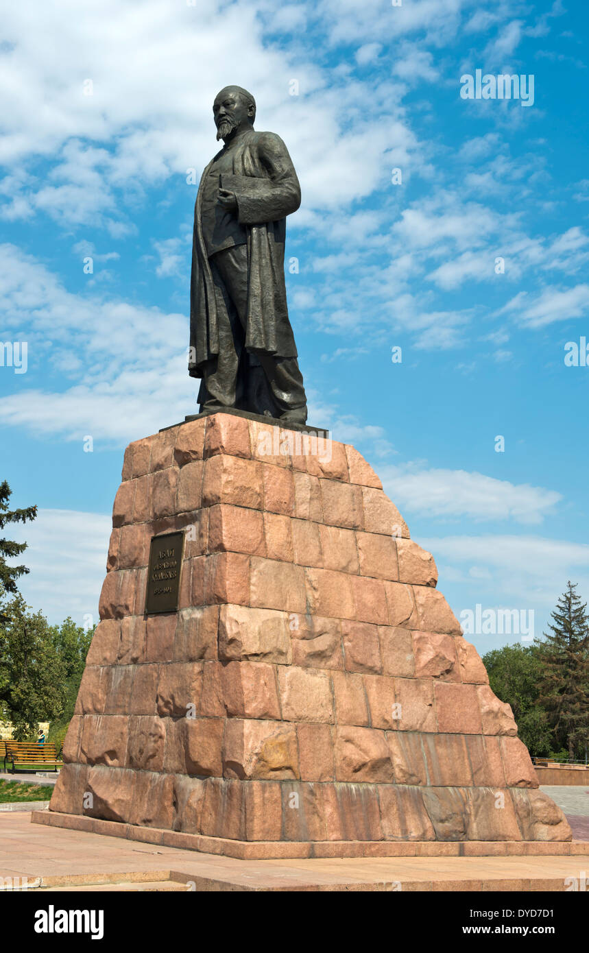 Monumento al poeta Abai Kunanbaev, Almaty, Kazakhstan Foto Stock
