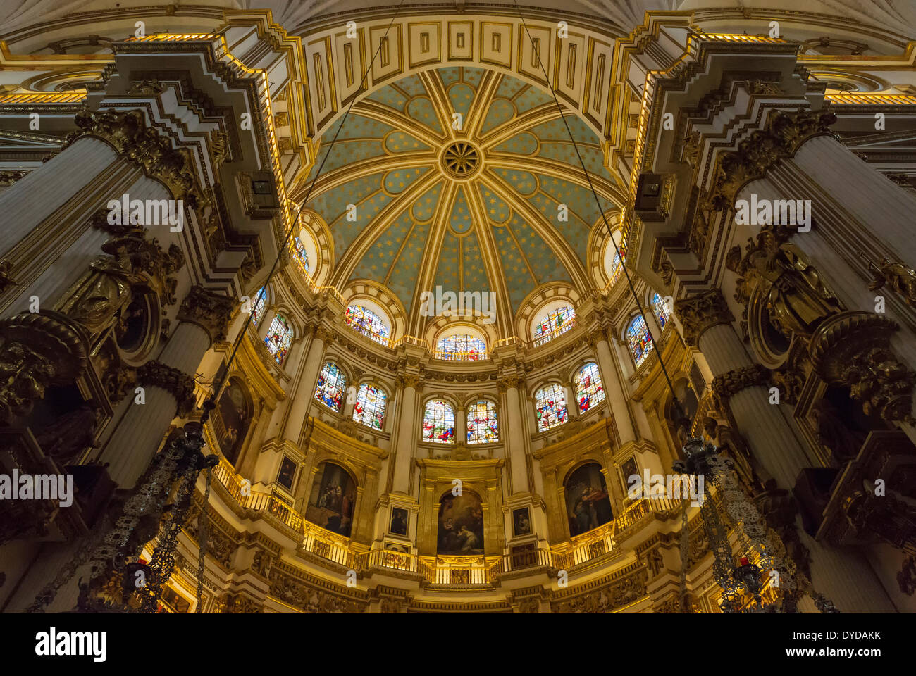 Centrale a cupola della Cattedrale di Granada, provincia di Granada, Andalusia, Spagna Foto Stock