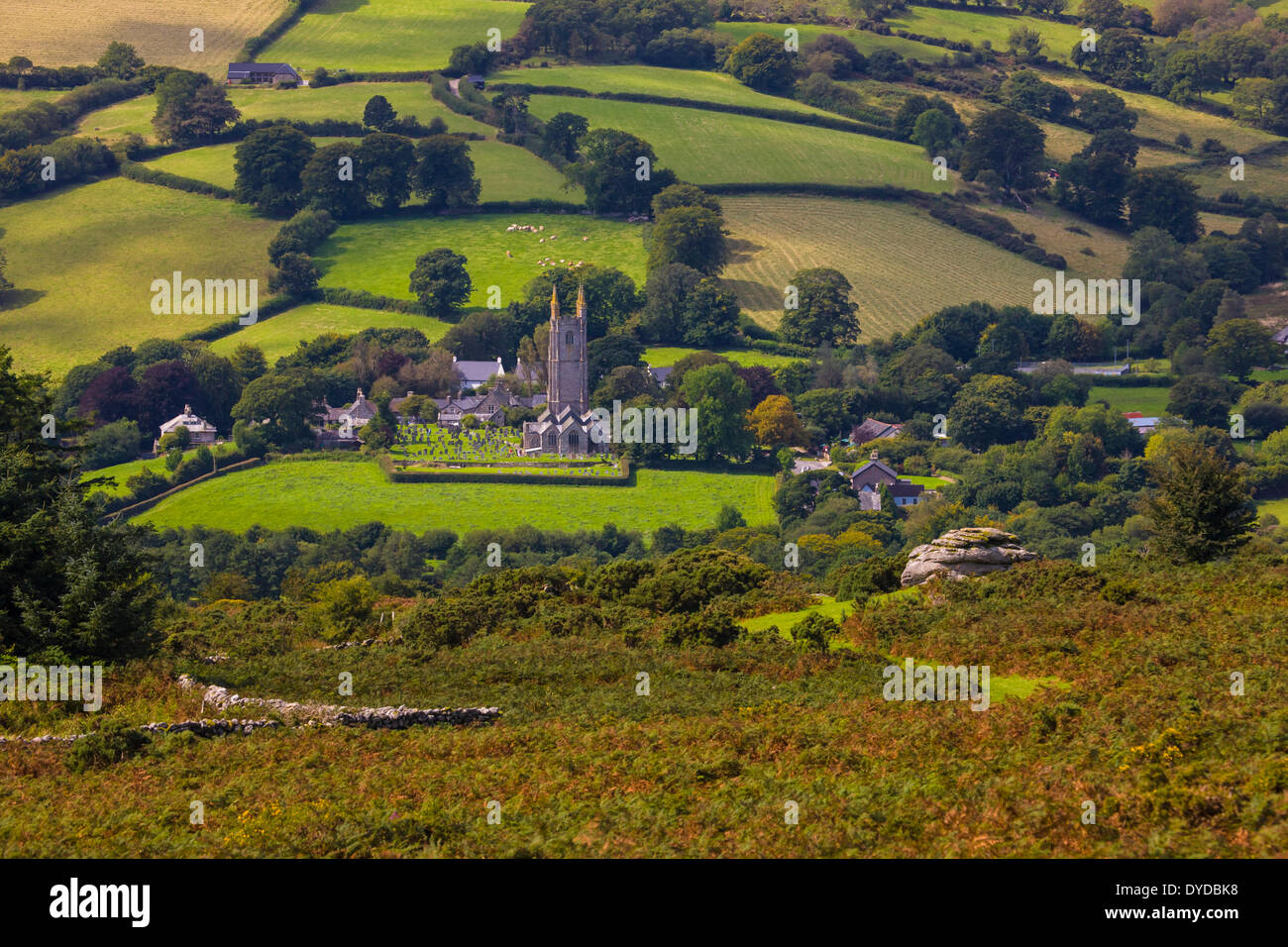 Widecombe in Moro, nel cuore del Parco Nazionale di Dartmoor nel Devon. Foto Stock