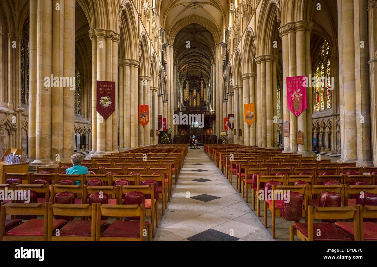 Interno del Beverly Minster che è una delle più grandi chiese parrocchiali nel Regno Unito. Foto Stock