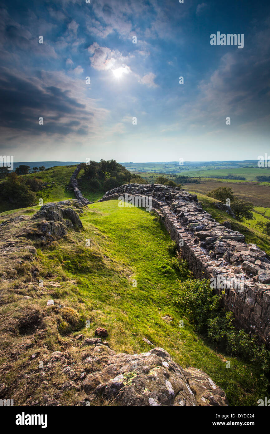 Il Vallo di Adriano a Walltown Balze di Northumberland. Foto Stock