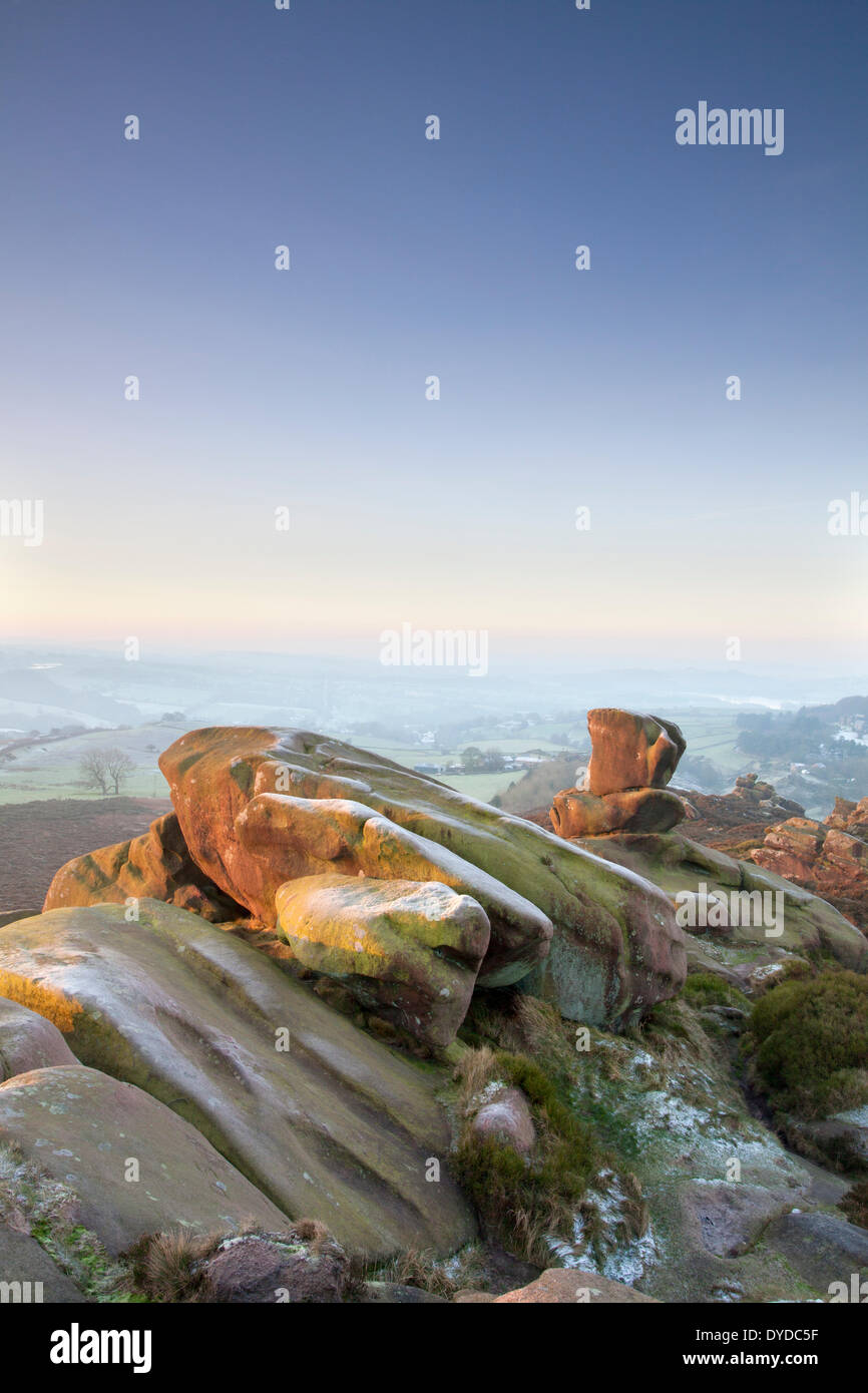 Ramshaw roccia situata tra Buxton e il porro in Peak District. Foto Stock