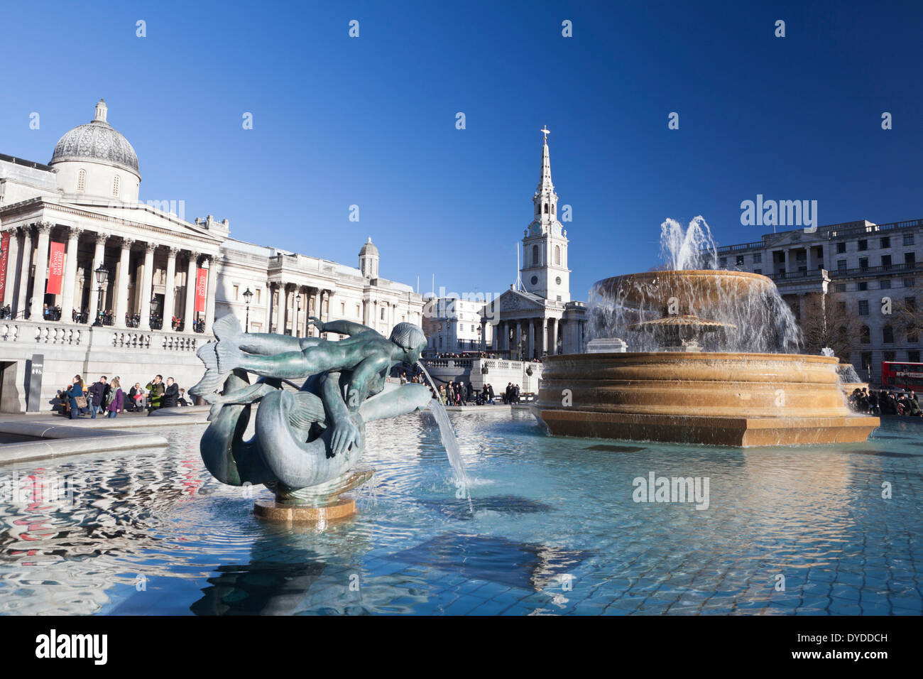 Fontane a Trafalgar Square. Foto Stock