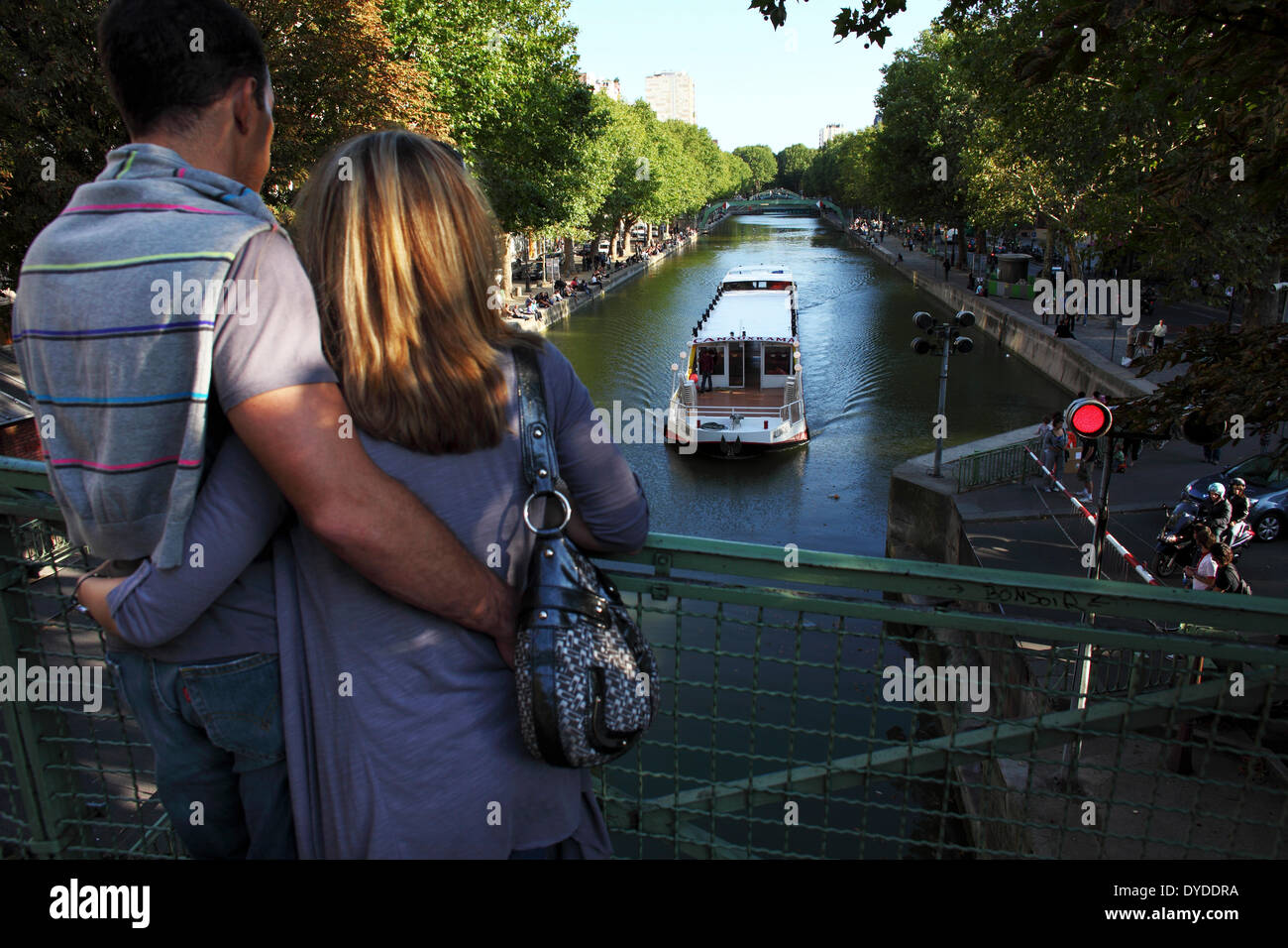 Canal Saint Martin a Parigi. Foto Stock