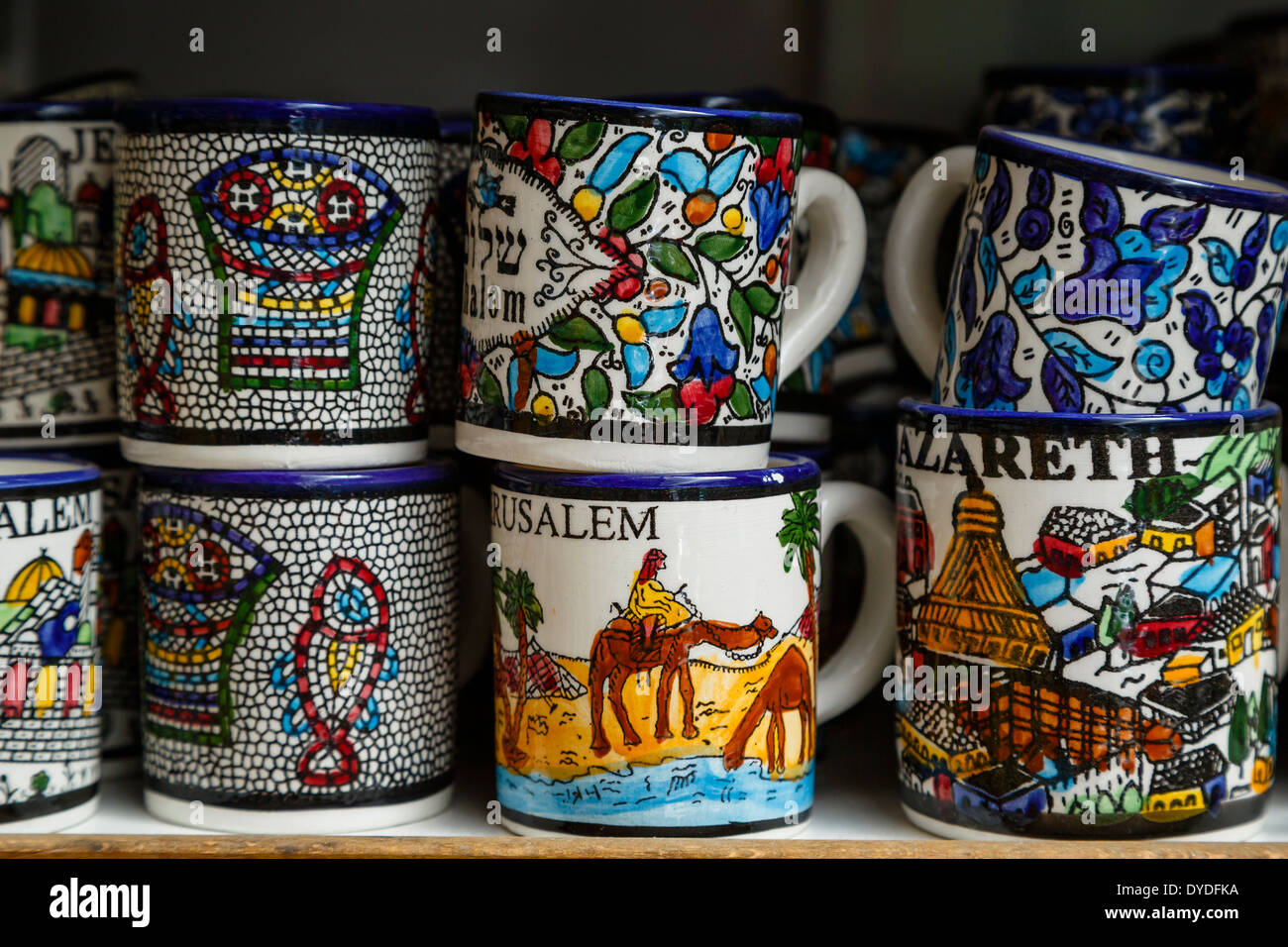 Ceramiche souvenir, Nazaret, Bassa Galilea regione, Israele. Foto Stock