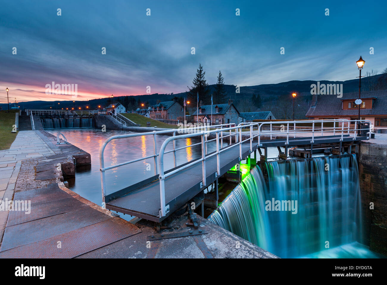 Serrature su Caledonian Canal in Fort Augustus. Foto Stock