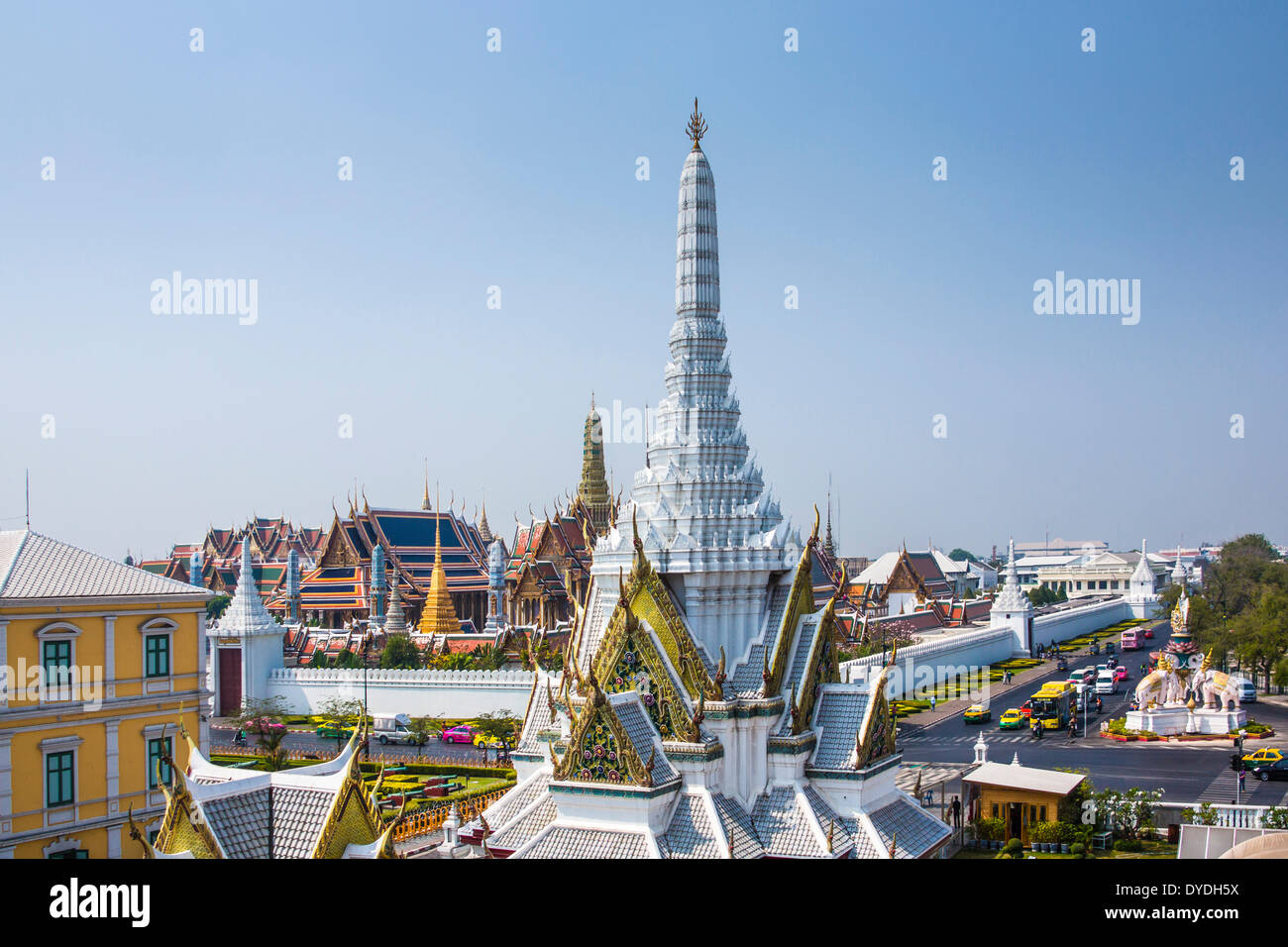 Asia Thailandia Bangkok Royal Palace Wat Phra Kaew architettura colori variopinti downtown storia famosa immagine di panorama palace Foto Stock