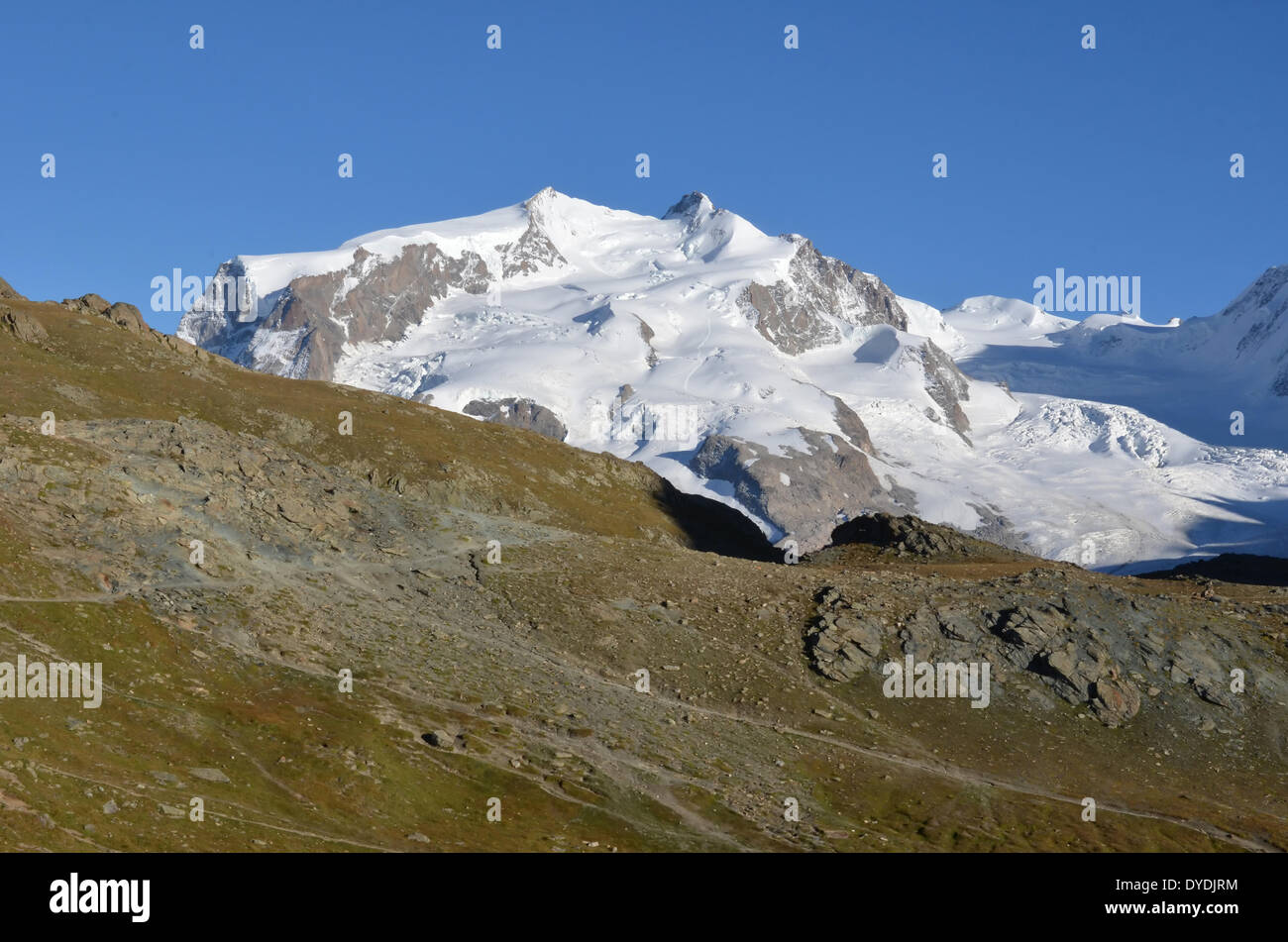 Svizzera Europa Svizzera Vallese Wallis alpi montagne alpine picchi Europa sport natura ghiaccio estate sul ghiacciaio Zermatt rocce m Foto Stock
