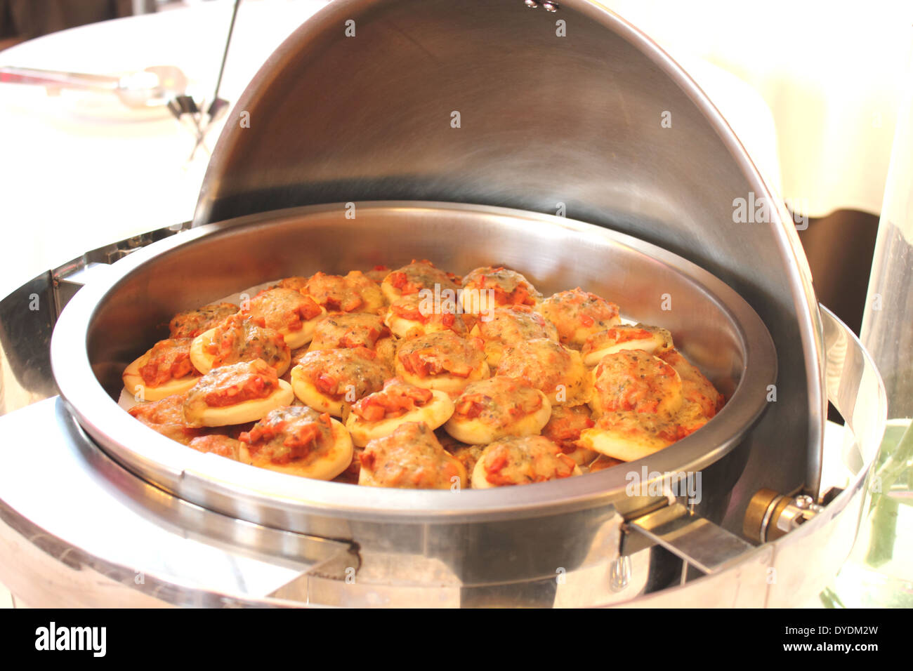 Pizza mini cibo pizze piccola piastra formaggio di pomodoro Foto Stock