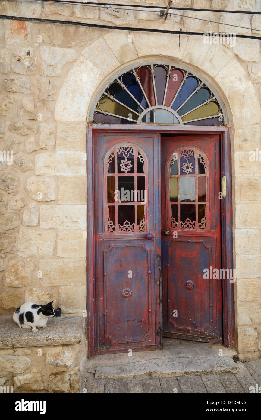 Porta alla vecchia città di Safed, Galilea superiore, Israele. Foto Stock