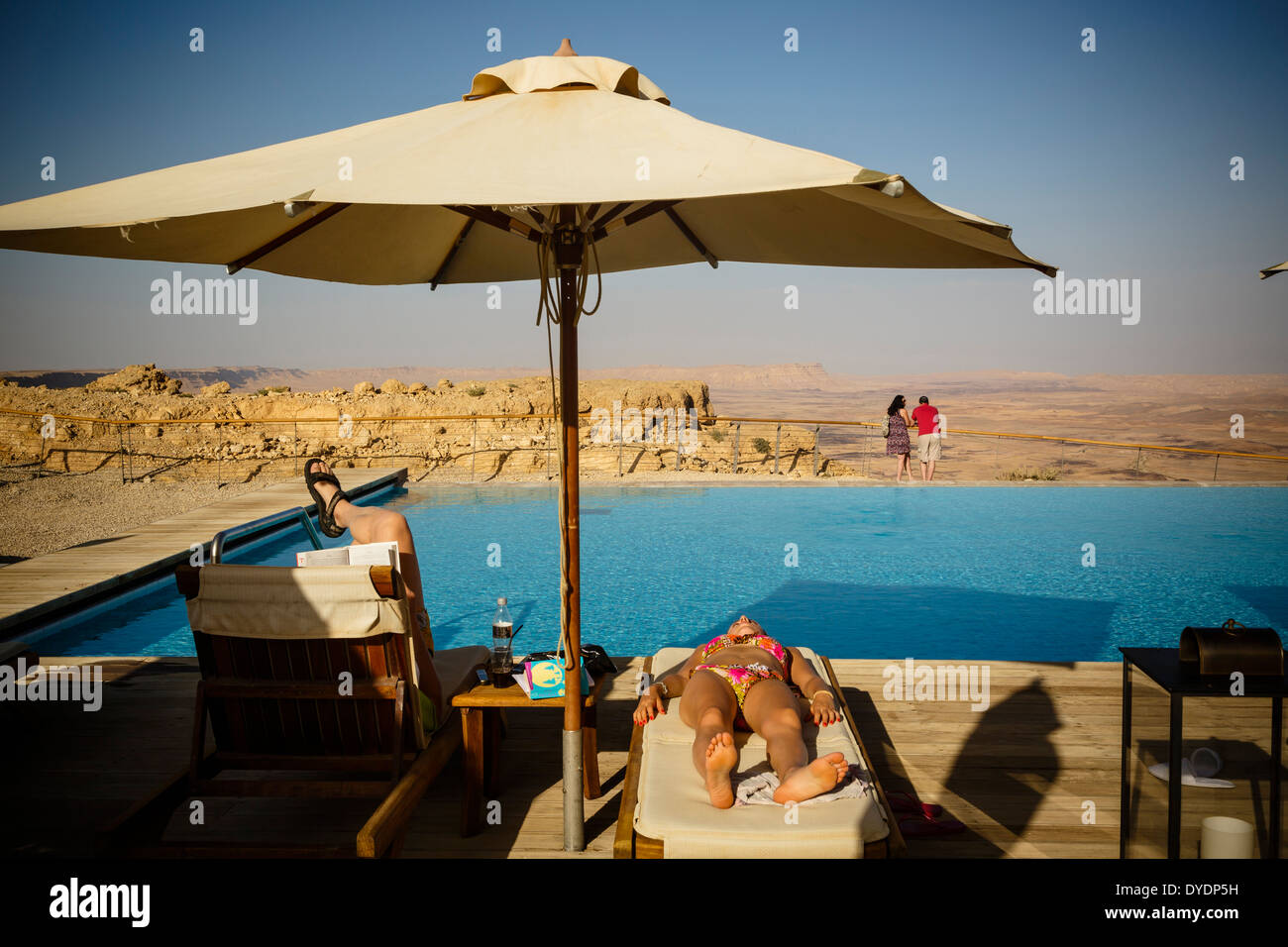 Vista sul cratere Ramon visto da Beresheet hotel, Mitzpe Ramon, regione Negev, Israele. Foto Stock