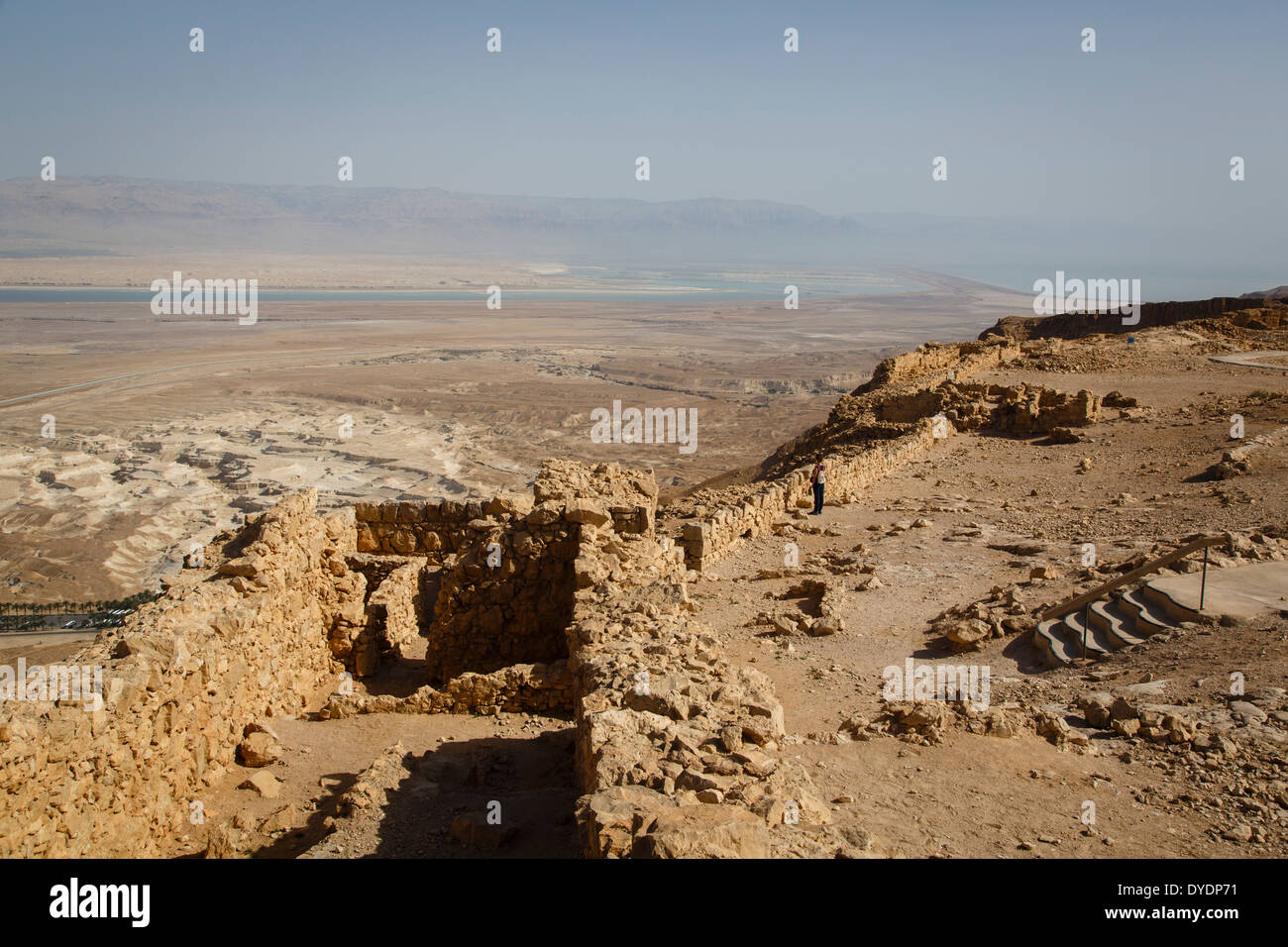 Fortezza di Masada sul bordo del deserto della Giudea, Israele. Foto Stock