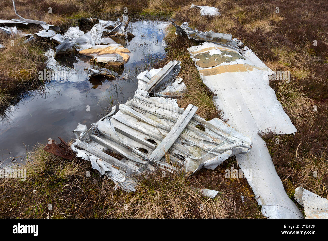 Cratere da impatto da un Curtiss P40 Tomahawk AH744 aerei che si è schiantato sul Red Gill Moss nella Contea di Durham Regno Unito Foto Stock