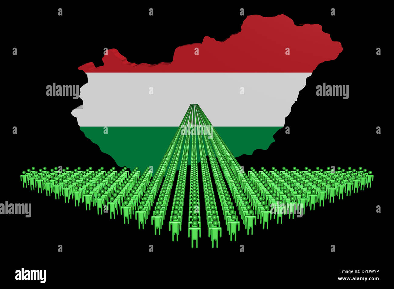 La freccia di persone con Ungheria bandiera mappa immagine Foto Stock