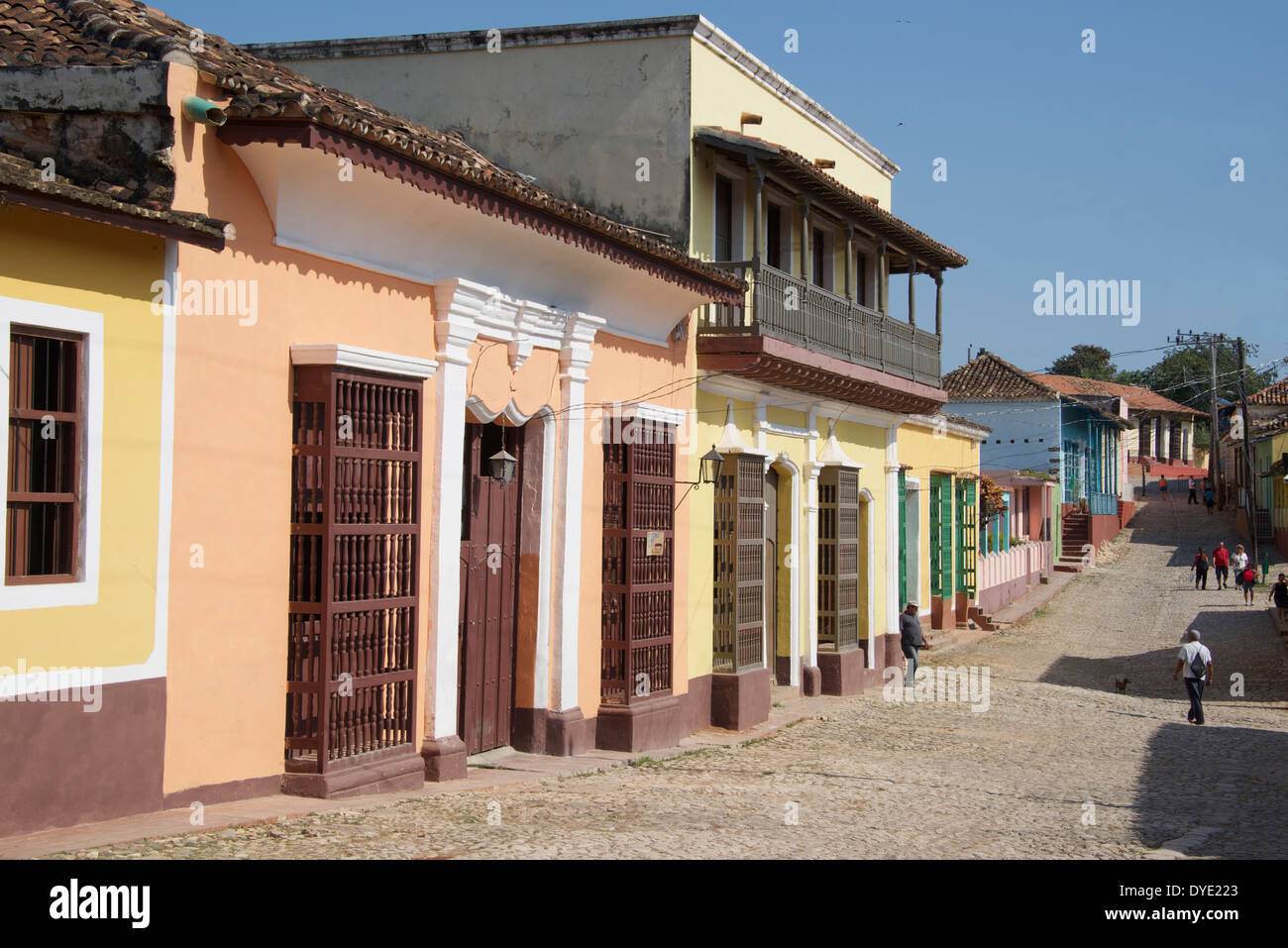 Ciottoli stone street centro storico di Trinidad Sancti Spiritus Provincia Cuba Foto Stock