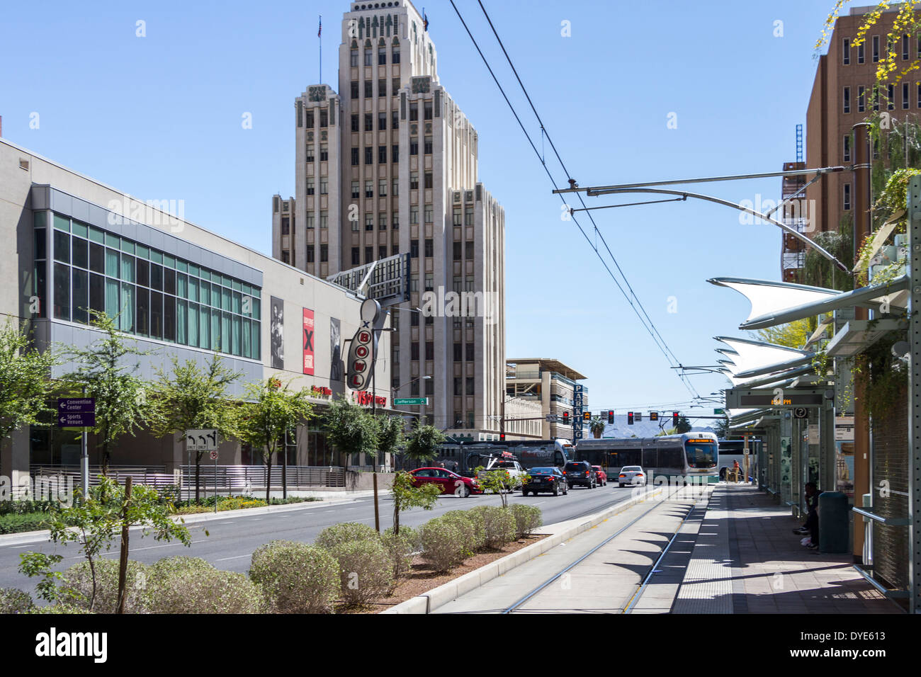 Washington / Luce centrale stazione ferroviaria, Phoenix, Arizona, Stati Uniti d'America Foto Stock