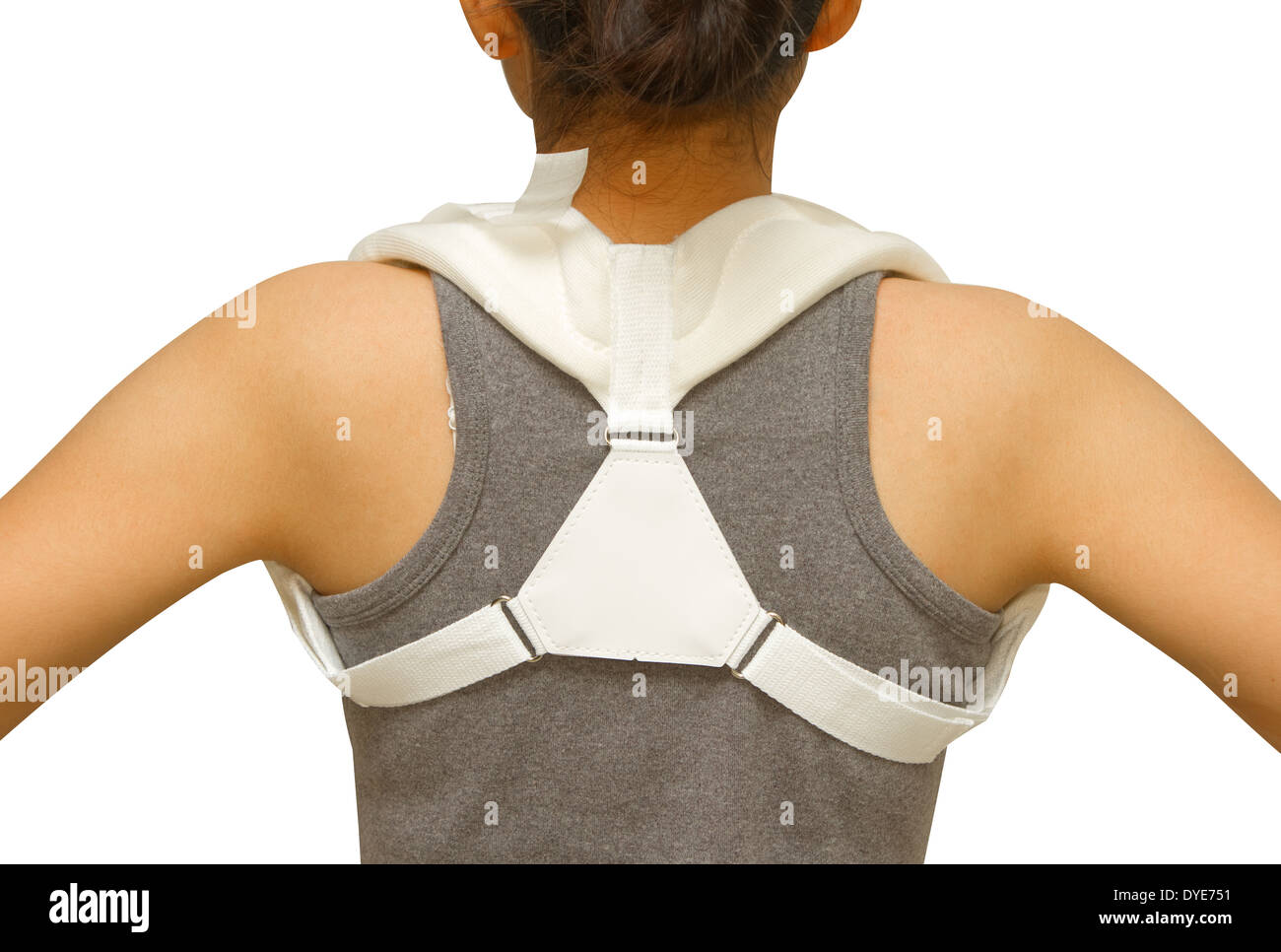 Donna che indossa clavicola tutore per immobilizzare la spalla ,clavicola  supporto per frattura clavicola Foto stock - Alamy
