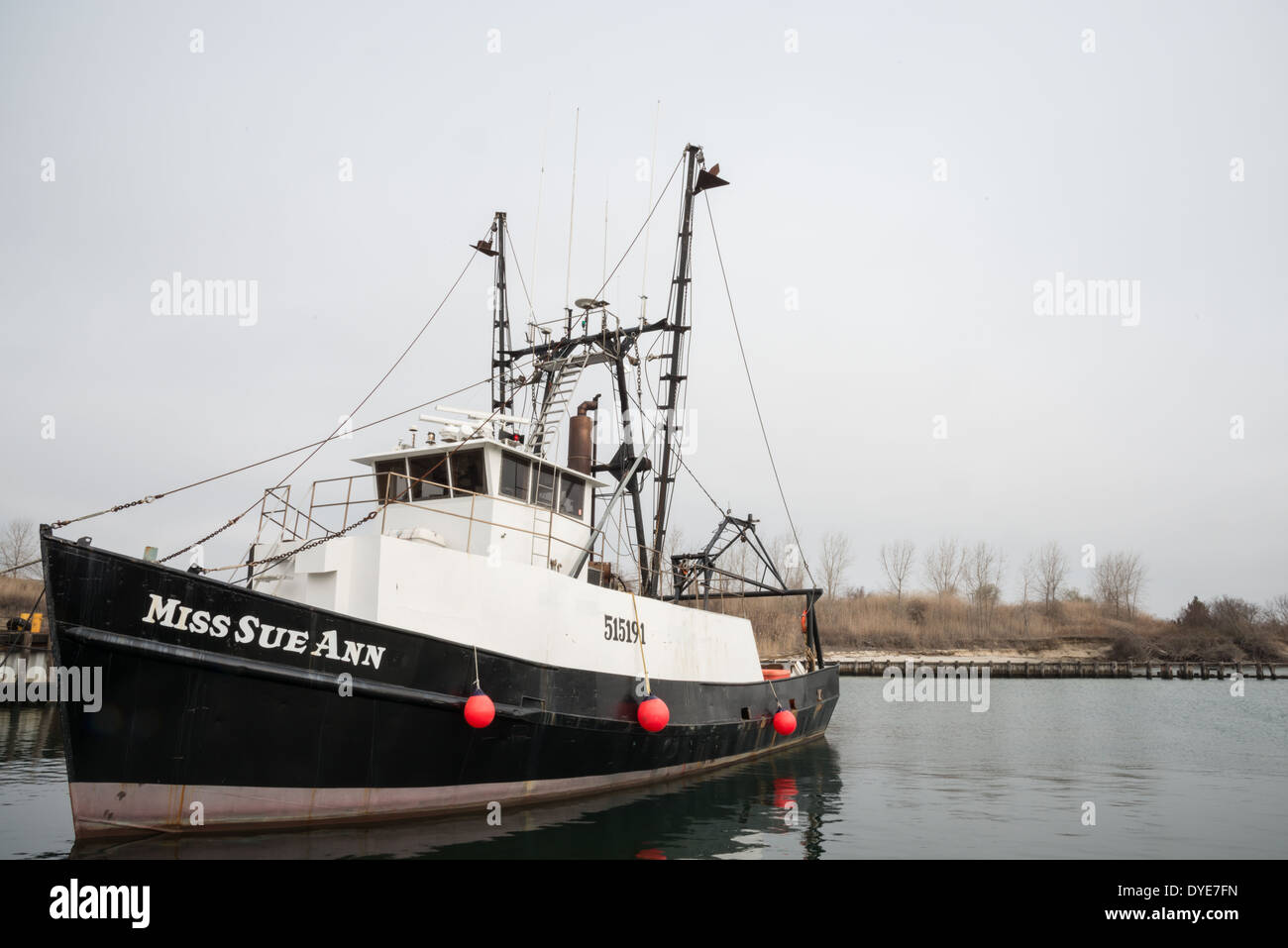 MIss Sue Ann, una barca da pesca al posto di ormeggio, punto piacevole, New Jersey Foto Stock