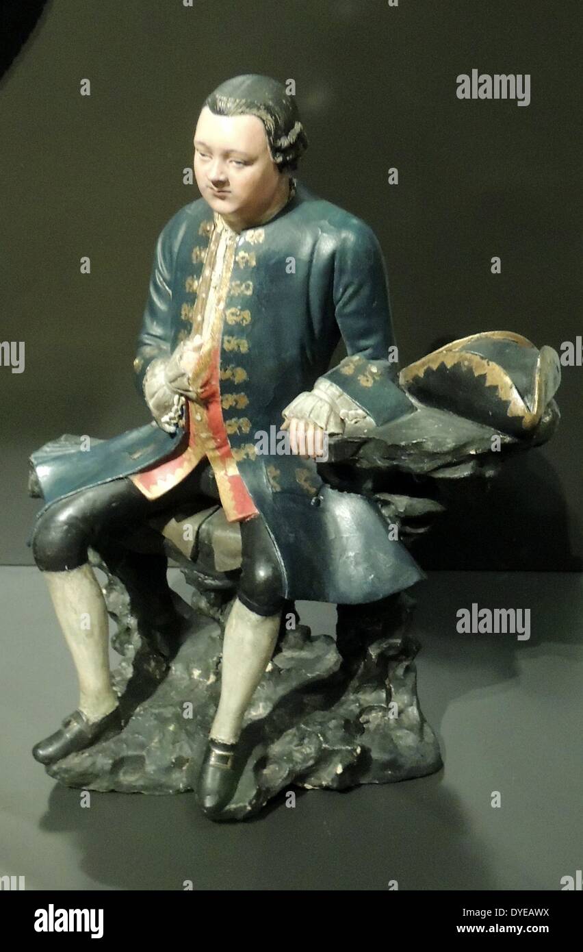 Un commerciante olandese, eventualmente Andreas Everardus van Braam Houckgeest. Chitqua (c. 1740-1796) Cantone, c 1770, argilla cruda, pittura a olio. Van Braam Houckgeest era direttore della Dutch East India Company trading post nel sud della Cina porto di Canton dal 1790 al 1795. Egli eventualmente ordinato questa figura di se stesso durante uno dei suoi viaggi in precedenza attraverso la Cina. I cinesi scultore Chitqua specializzata in tale argilla ritratti, solitamente di stranieri. Connotati comparabili di altri mercanti olandesi e di comandanti di navi di VOC sono anche noti. Foto Stock