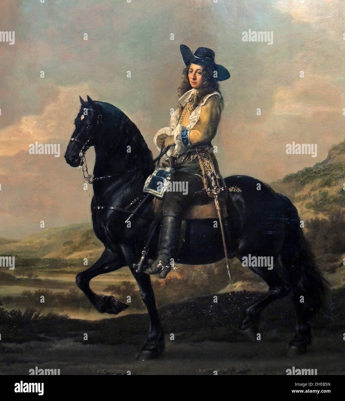 Pieter Schout a cavallo da Thomas De Keyser (c. 1596-1667) olio su rame, 1660. Ritratti equestri sono state tradizionalmente la riserva di princes. Di conseguenza, nei Paesi Bassi molto pochi ritratti equestri sono state fatte, fatta eccezione per la Corte di giustizia. Solo una manciata di borghesi stessi hanno immortalato a cavallo. Pieter Schout era uno di tali cittadini che ipotizza un aria principesca. Egli era un ufficiale giudiziario - funzionario amministrativo - di Hagestein sul fiume Lek. Foto Stock