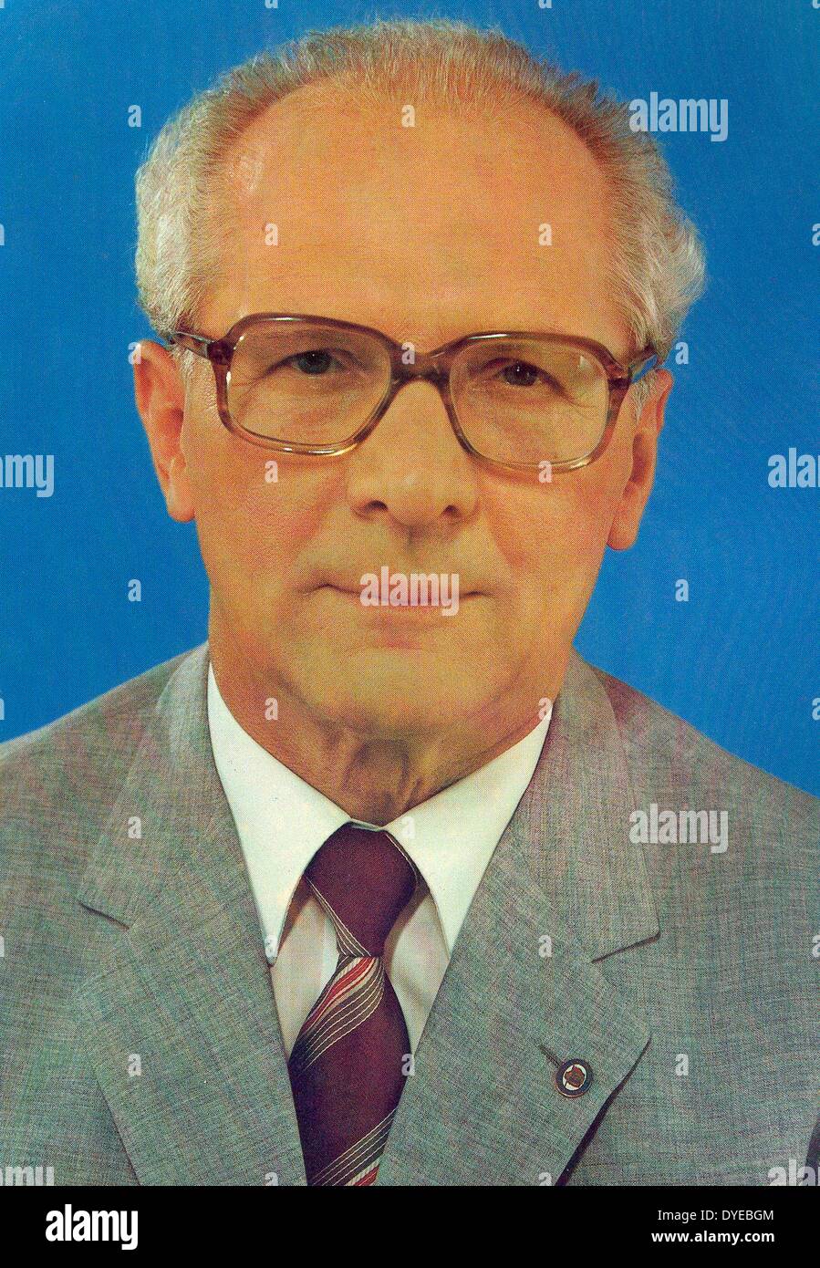Erich Honecker 1912-1994, Tedesco comunista che ha portato la Germania Est come segretario generale del Partito socialista unitario dal 1971 fino al 1989, che serve come capo di stato Foto Stock