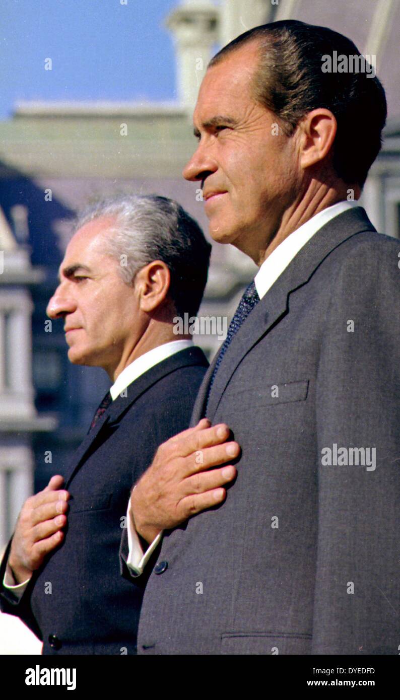 Richard Nixon (Presidente USA ) con lo Scià dell'Iran 1971 Foto Stock