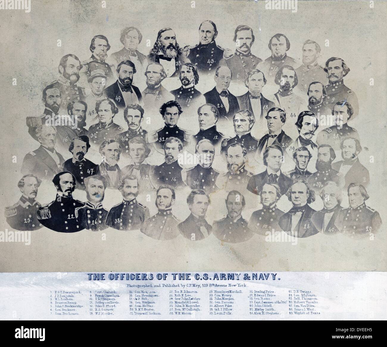 Gli ufficiali del C.S. Army & Navy 1861 A.D. Foto Stock