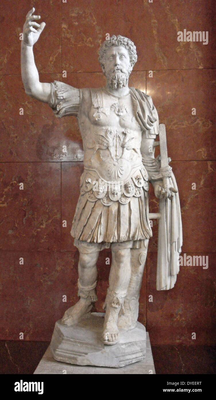 Busto di Marco Aurelio 193 A.D. Foto Stock