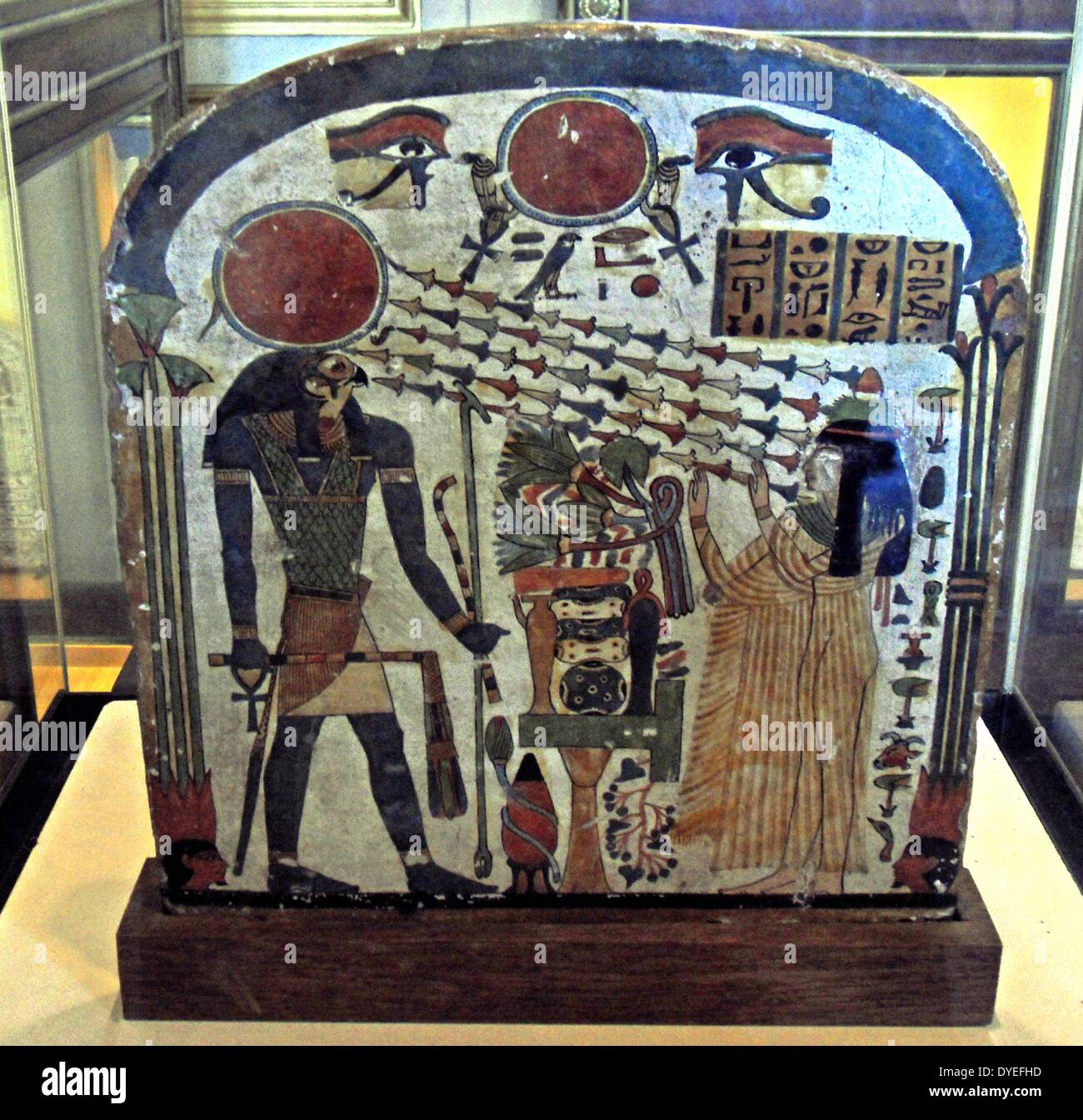 Stele di lady Taperet e il dio del sole Re 1450 A.C. Foto Stock