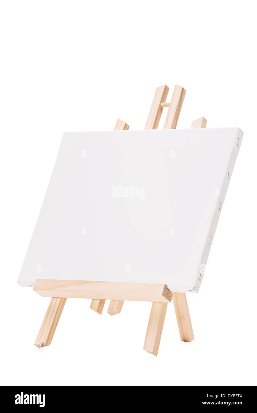 Studio shot di una tela vuota su un cavalletto Foto Stock