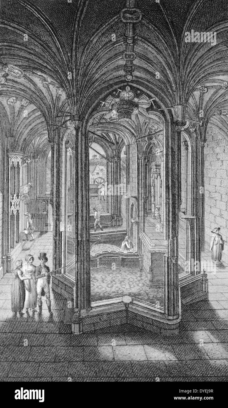 St Winifred ben, Holywell,Flintshire, il Galles del Nord: una cappella fu costruita sopra la molla che è stata visitata da pellegrini, come pure a coloro che prendono le acque per scopi medicinali. Incisione, ondon 1815.
 Foto Stock