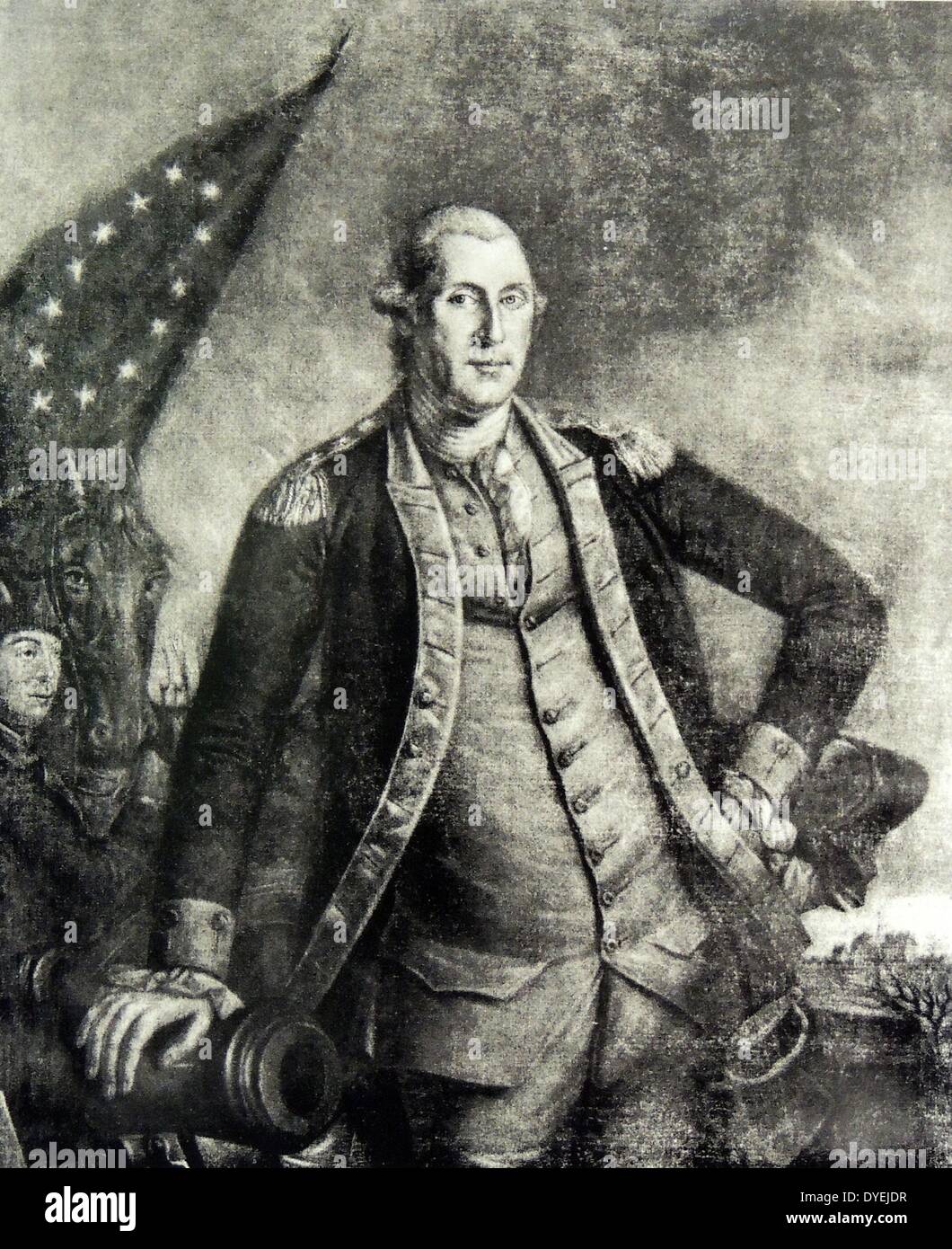 George Washington (22 febbraio 1732 - 14 dicembre 1799) è stato il primo Presidente degli Stati Uniti (1789-1797), il comandante in capo dell'esercito continentale durante la guerra rivoluzionaria americana e uno dei padri fondatori degli Stati Uniti. Foto Stock