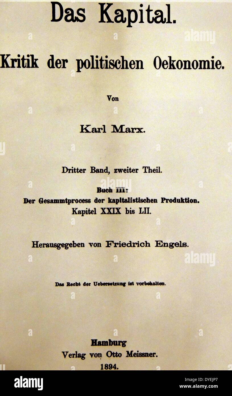 1894 edizione francese di Das Kapital di Karl Marx Foto Stock