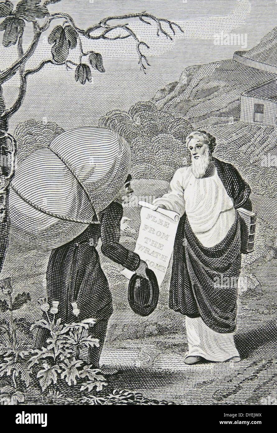 Gara di coscienza di attraversare il fiume. Illustrazione di William  Marshall Craig (C1765-c1834) formano un 1832 edizione della allegoria  cristiana ''l'Pilgrim's Progress  da John Bunyan pubblicato per la prima  volta nel