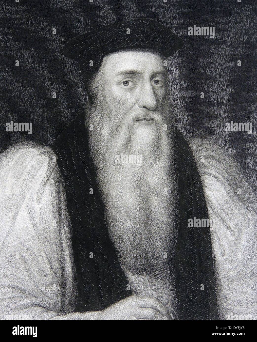 Thomas Cranmer (1489-1556) inglese prelato e martire protestante. Arcivescovo di Canterbury. Riconosciuti colpevoli di alto tradimento sotto Maria I e bruciato sul rogo a Oxford. Foto Stock