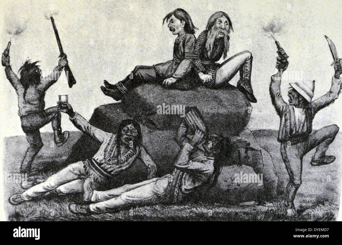 Currier & Ives illustrazione del XIX secolo. Un ululato si rigonfiano - sul percorso di guerra (disegno originale di Thomas vale la pena, da cui la stampa originale è stato fatto) Foto Stock