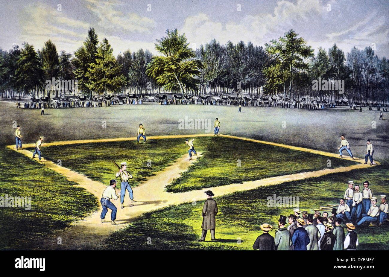 Currier & Ives illustrazione del XIX secolo. La nazionale americana Gioco della sfera di base Foto Stock