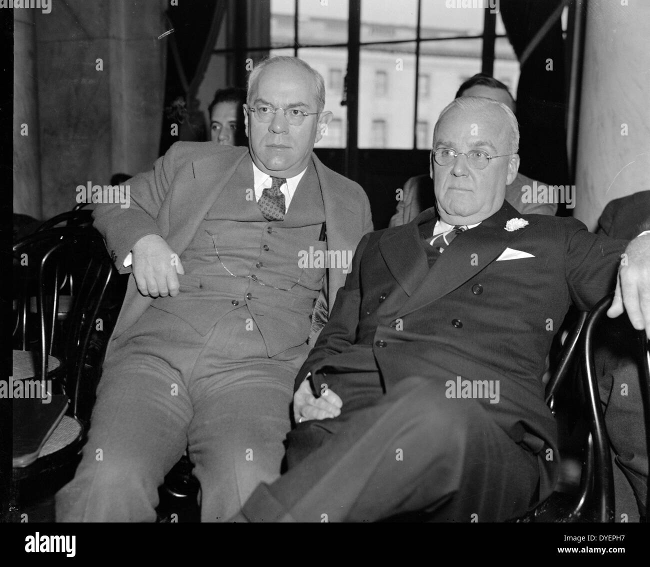 Prima che il comitato di monopolio. Washington D.C., nov. 11. Ernest T. Weir, arch-nemico del New Deal e Presidente del National Steel Corporation. 19390101 Foto Stock