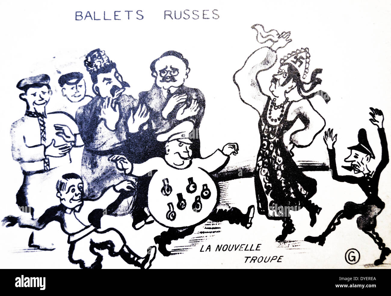 La seconda guerra mondiale: Cartoon di Jenny Goldberg raffigurante Stalin e Hitler Foto Stock