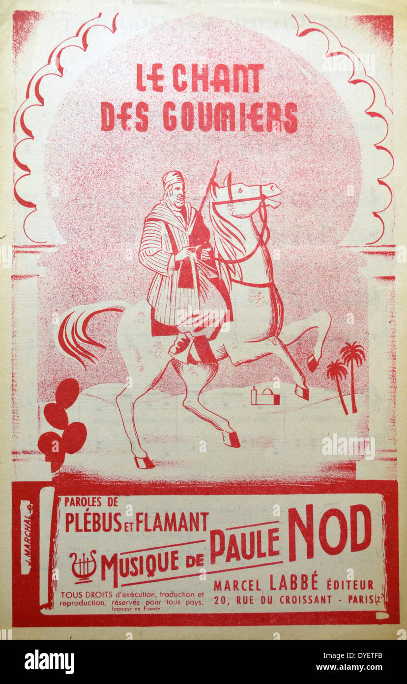 Le chant des Goumiers; un francese di seconda guerra mondiale, la canzone patriottica da Paolo Nod 1940 Foto Stock