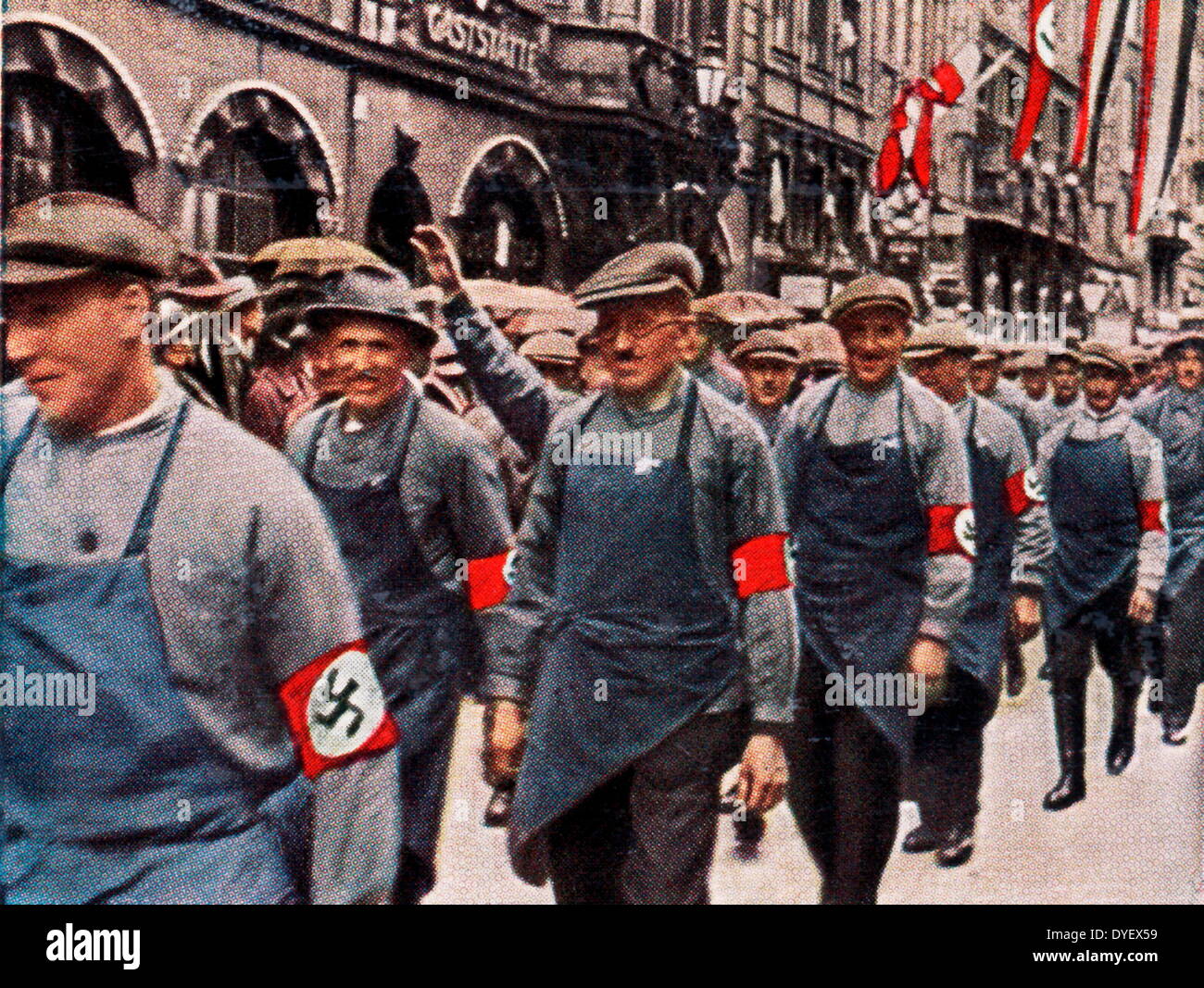 Hitler Gioventù in un paesaggio rally o youth camp 1930-33 Foto Stock