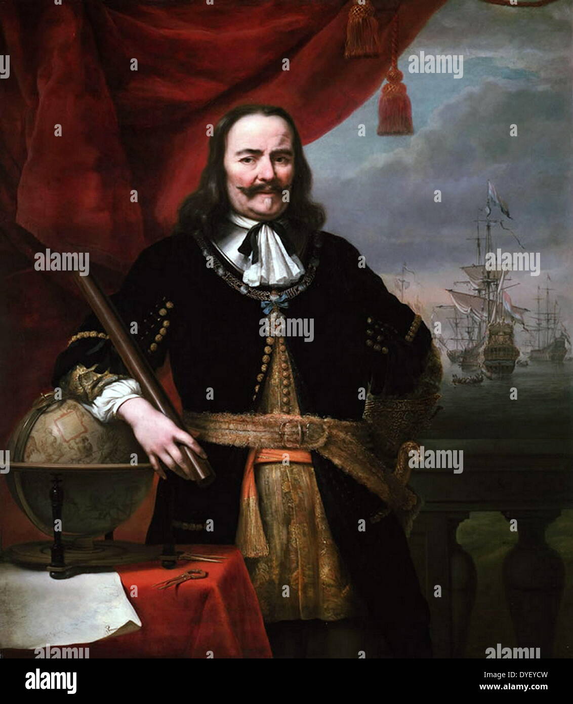 Ritratto dipinto di Michiel Adriaenszoon de Ruyter, 1607-1676, Lieutenant-Admiral generale delle Province Unite Anno 1667. Dipinto da Ferdinando Boy 1616-1680. Foto Stock