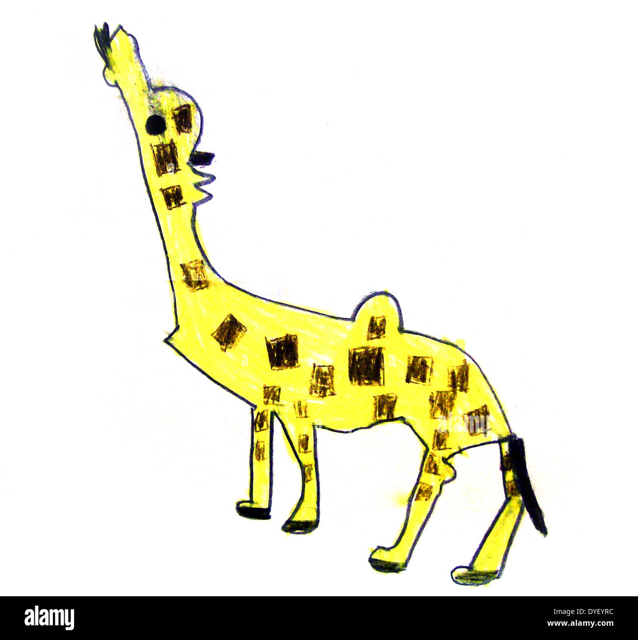 Bambino Art. Immagine di una giraffa da una ragazza di età compresa tra i sette. Foto Stock